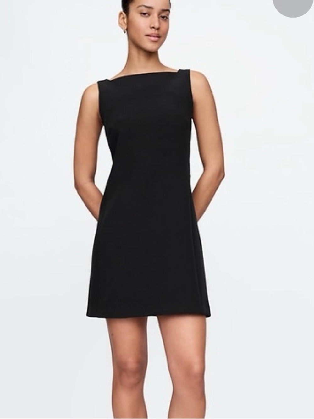 GAP BiStretch Square Neck Mini Dress in black sz S NWOT
